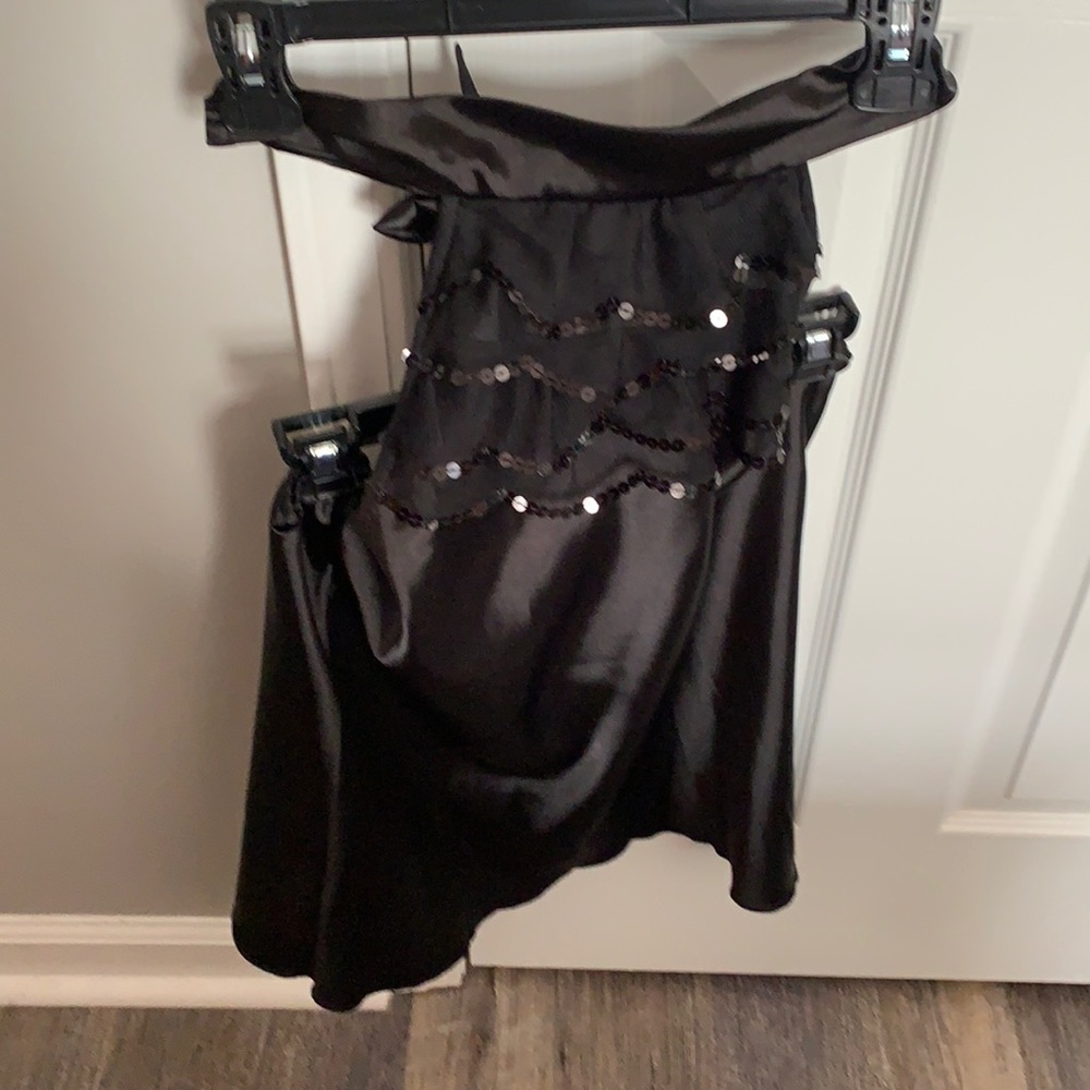 black satin halter top is great night on town preowned, excellent condition